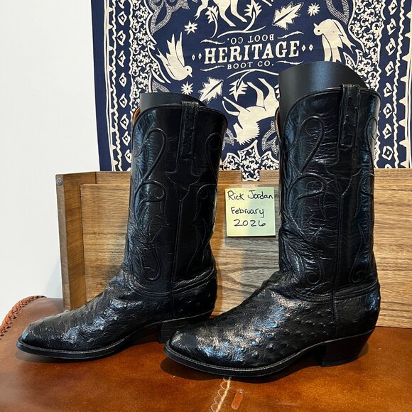 Lucchese Black Full Quill Ostrich Cowboy Boots in Men\'s 7EE/7.5D main image 7